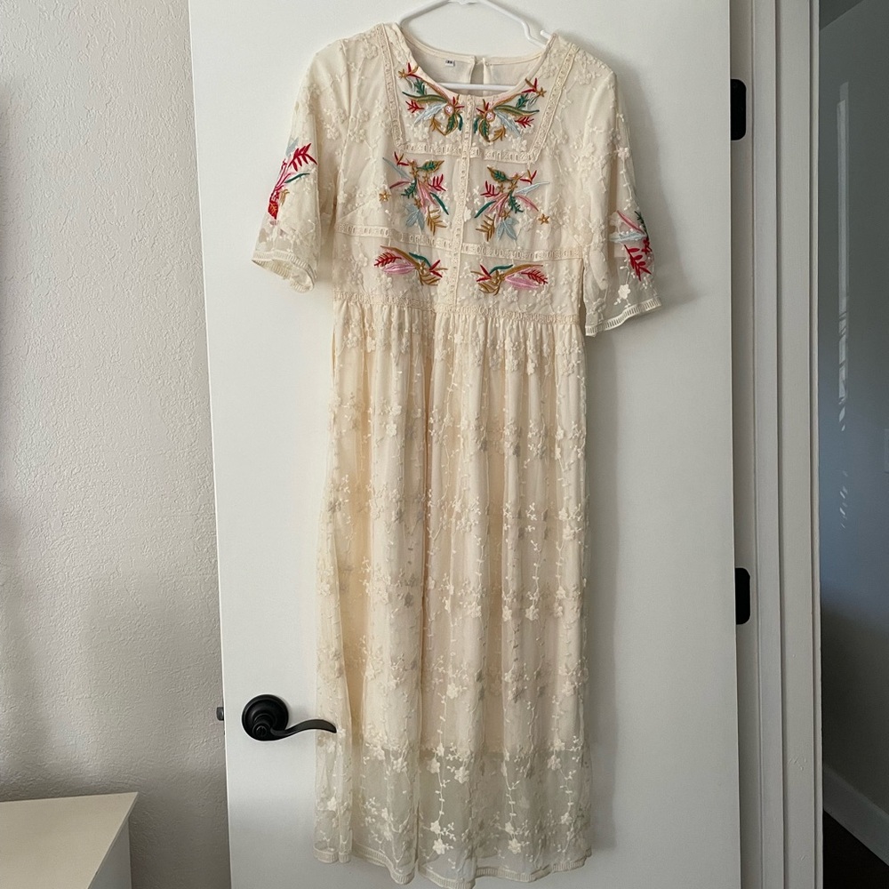 Petal Lush Cream Dress- XS.
